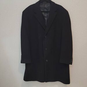 Calvin Klein Men's Overcoat Black Wool & Cashmere Blend 48R